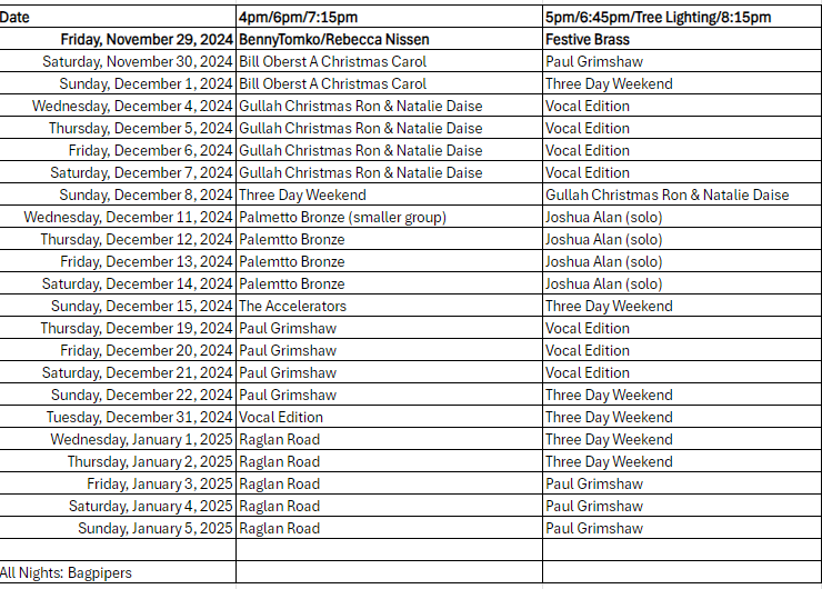 NOTC 2024 Entertainment Schedule